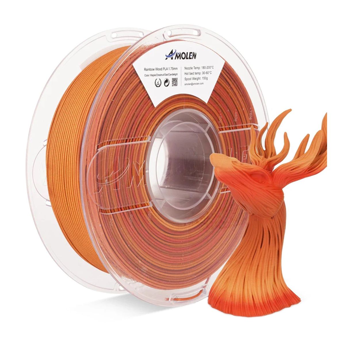 AMOLEN - Filamento Madera PLA para impresora 3D color Multicolor Cedro