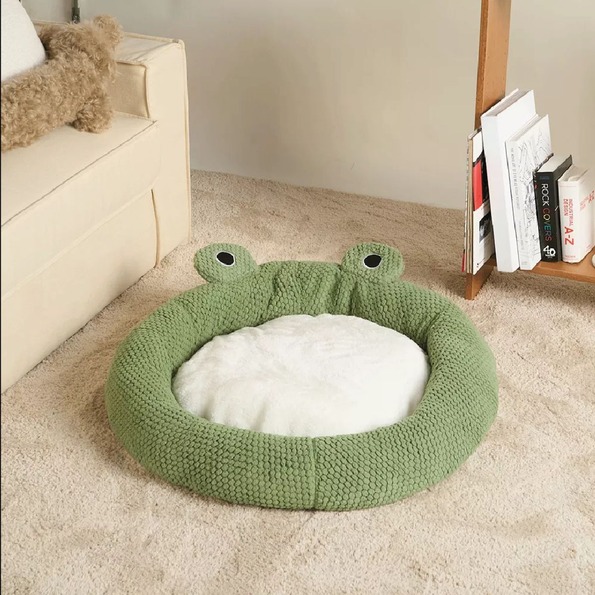 S&T - Cama Rana Donut Para Mascotas Terciopelo Suave Talla XL