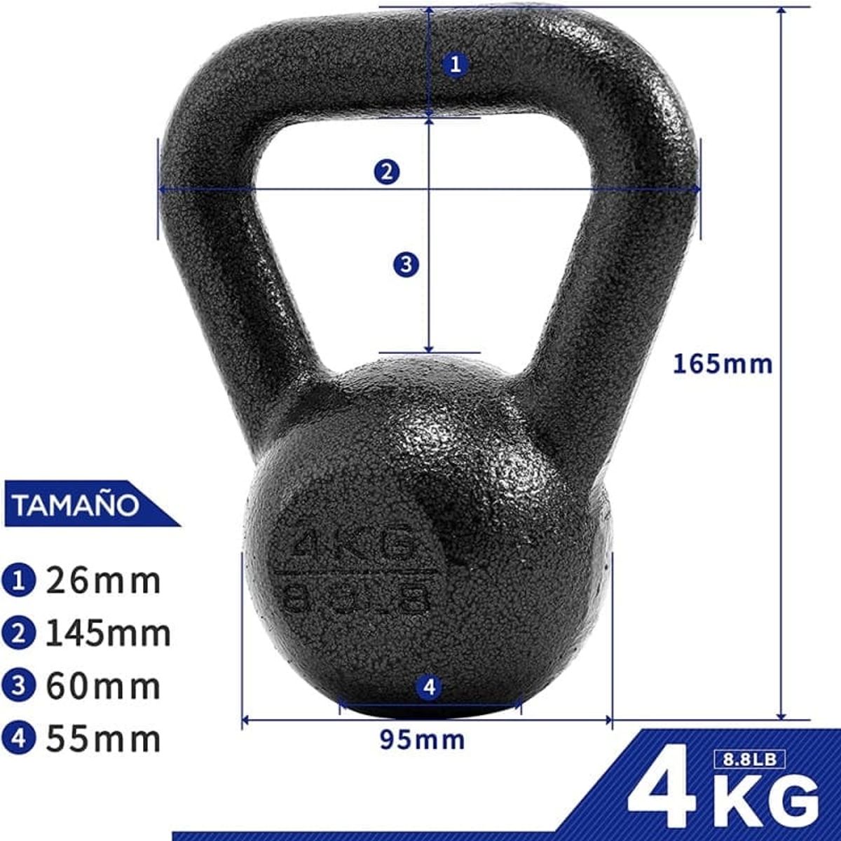 PROIRON - Pesa Rusa o Kettlebell de Hierro Fundido 4 KG