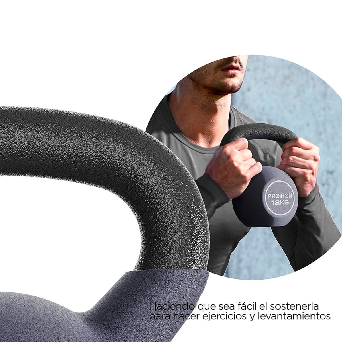 PROIRON - Pesa Rusa o Kettlebell de Neopreno 12 KG