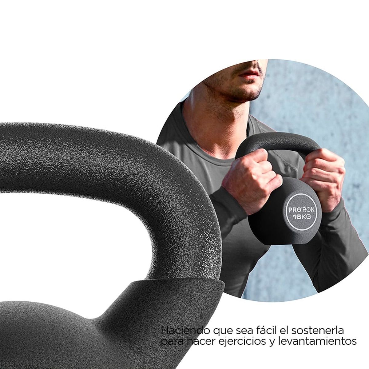 PROIRON - Pesa Rusa o Kettlebell de Neopreno 16 KG