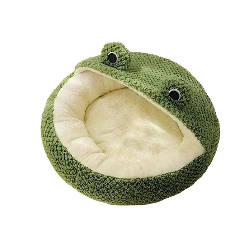 S&T - Cama Rana Nido Para Mascotas Terciopelo Suave Verde Talla M