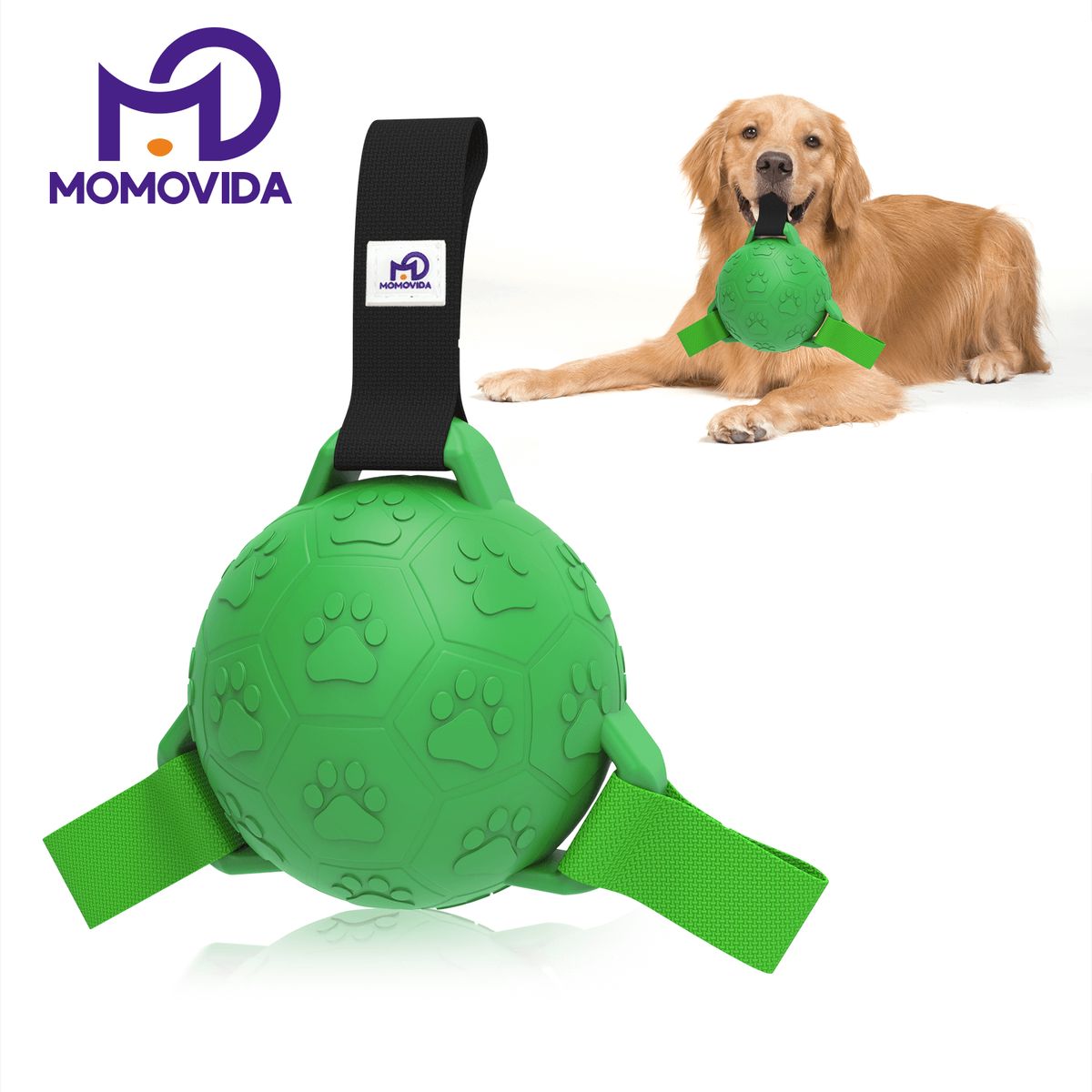 MOMOVIDA - Pelota de Goma para Mascotas con Cinturón de Lanzamiento DT-7