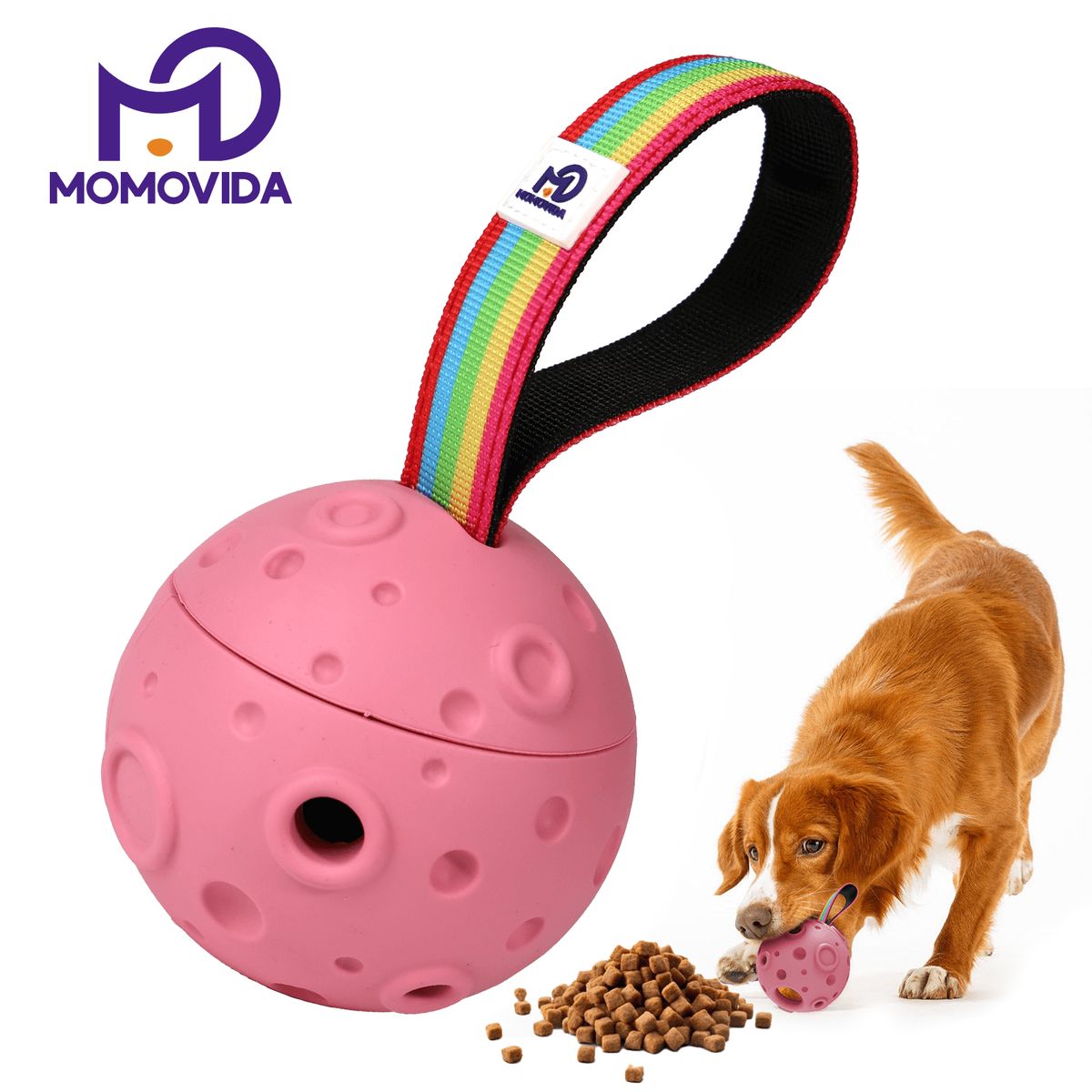 MOMOVIDA - Pelota Masticable Meteorito Rosado para Perros DT-6