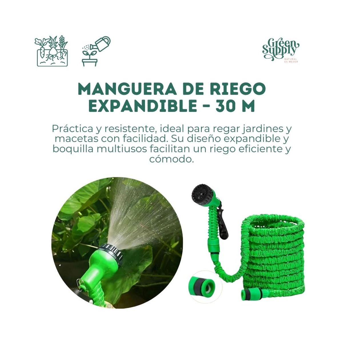 GREEN SUPPLY - Manguera de Riego Expansible para Jardín