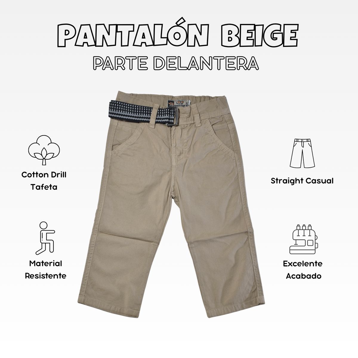 YONISTERS CLOTHING - Pantalón Niño Casual  Algodón Drill Tafeta Beige Yonisters Clothing