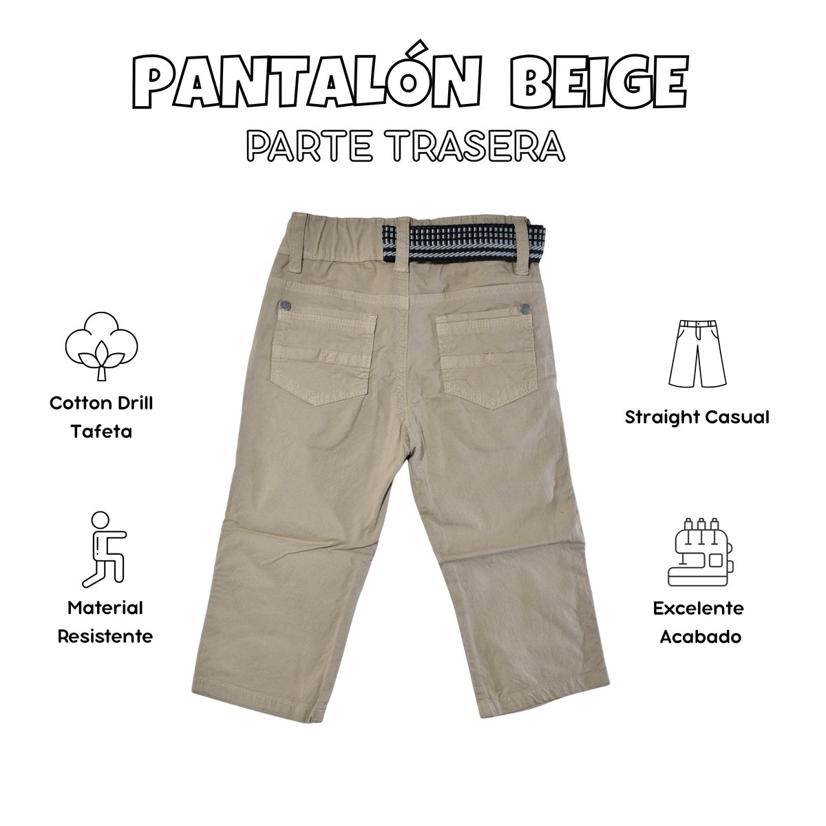 YONISTERS CLOTHING - Pantalón Niño Casual  Algodón Drill Tafeta Beige Yonisters Clothing