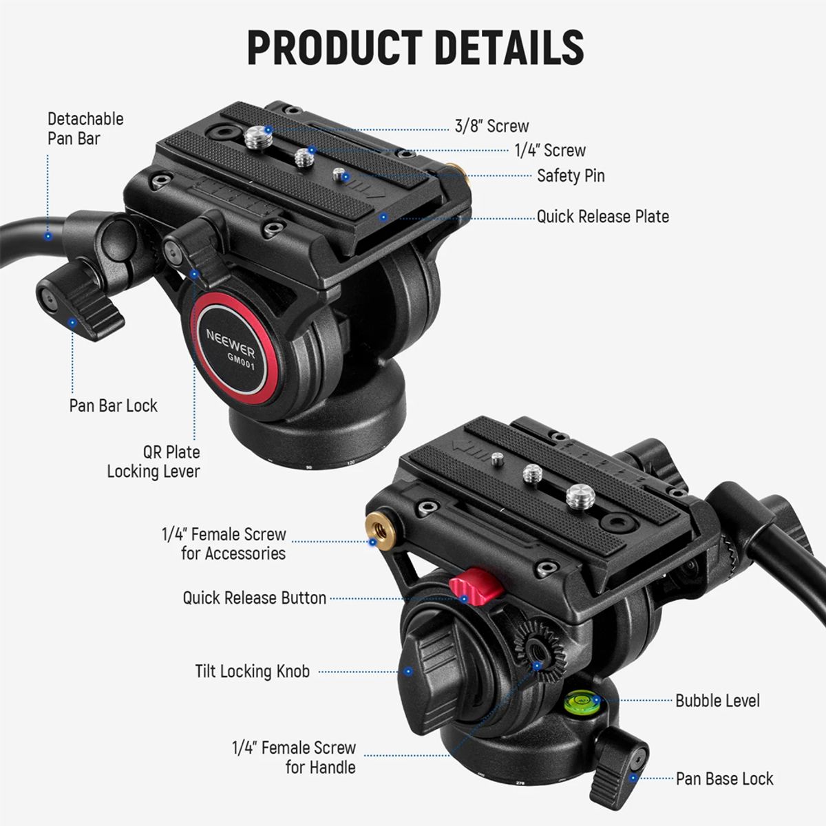 NEEWER - Cabezal para Tripode Neewer GM001