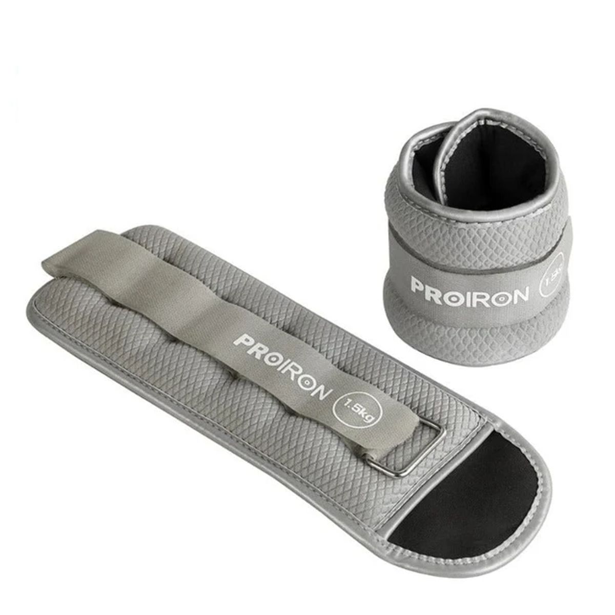 PROIRON - Par de Pesas Tobilleras y Muñequeras Ajustables 1.5 KG Gris