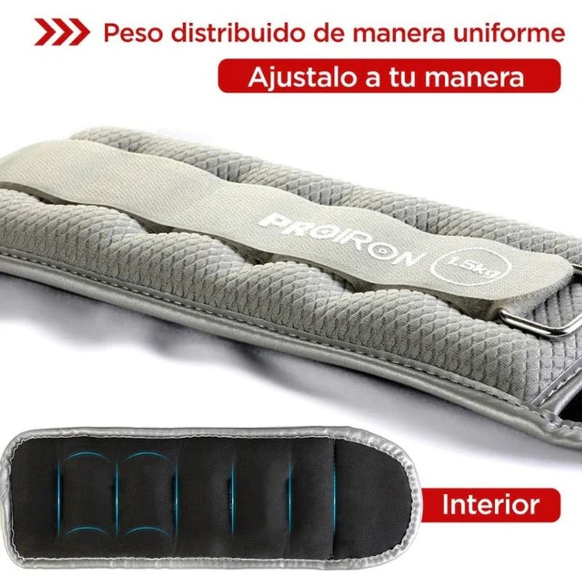 PROIRON - Par de Pesas Tobilleras y Muñequeras Ajustables 1.5 KG Gris