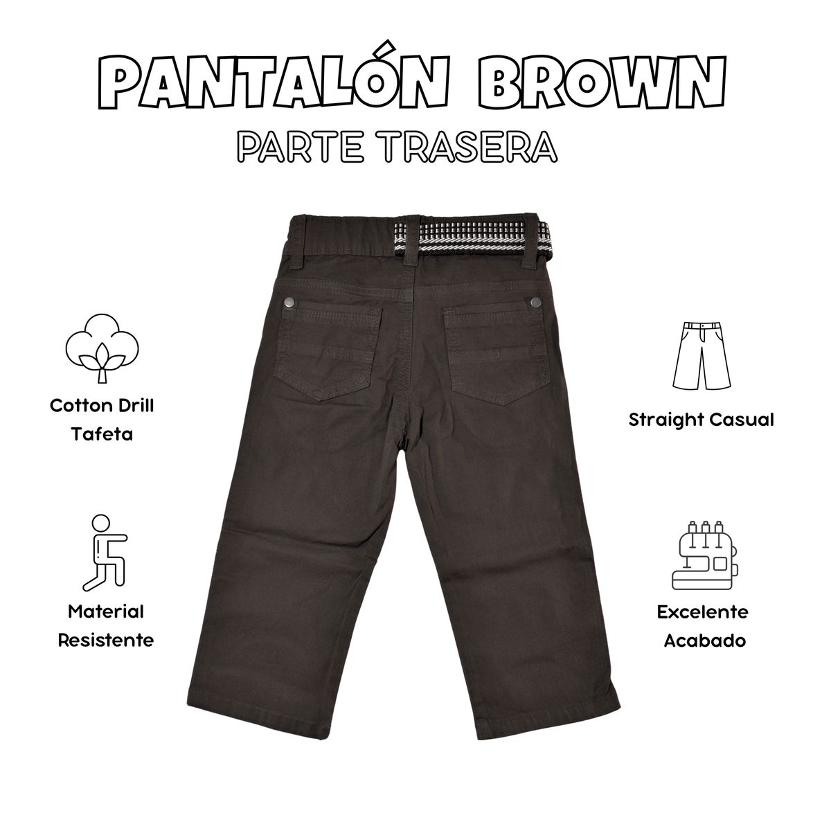 YONISTERS CLOTHING - Pantalón Niño Casual  Algodón Drill Tafeta Marrón Yonisters Clothing