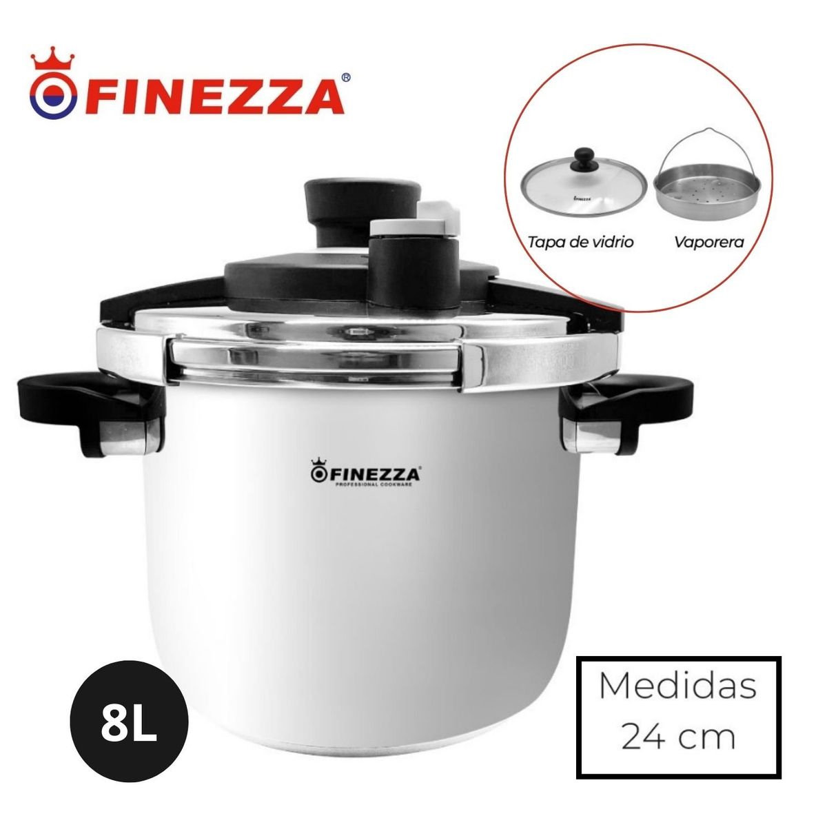 FINEZZA - OLLA A PRESIÓN DE 8L EN ACERO INOXIDABLE FINEZZA