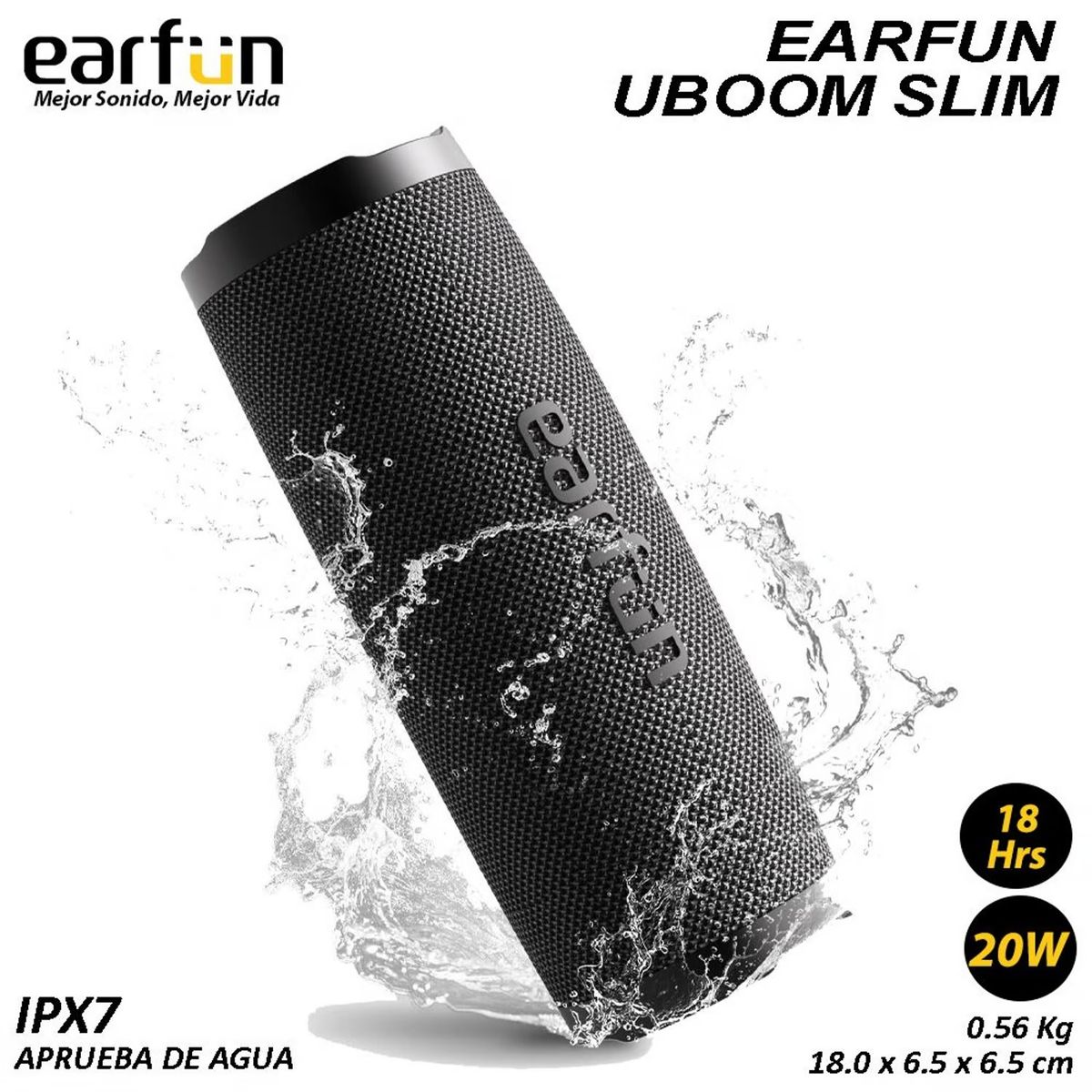 EARFUN - EarFun UBOOM SLIM Altavoz portátil 20W sonido estéreo graves ricos
