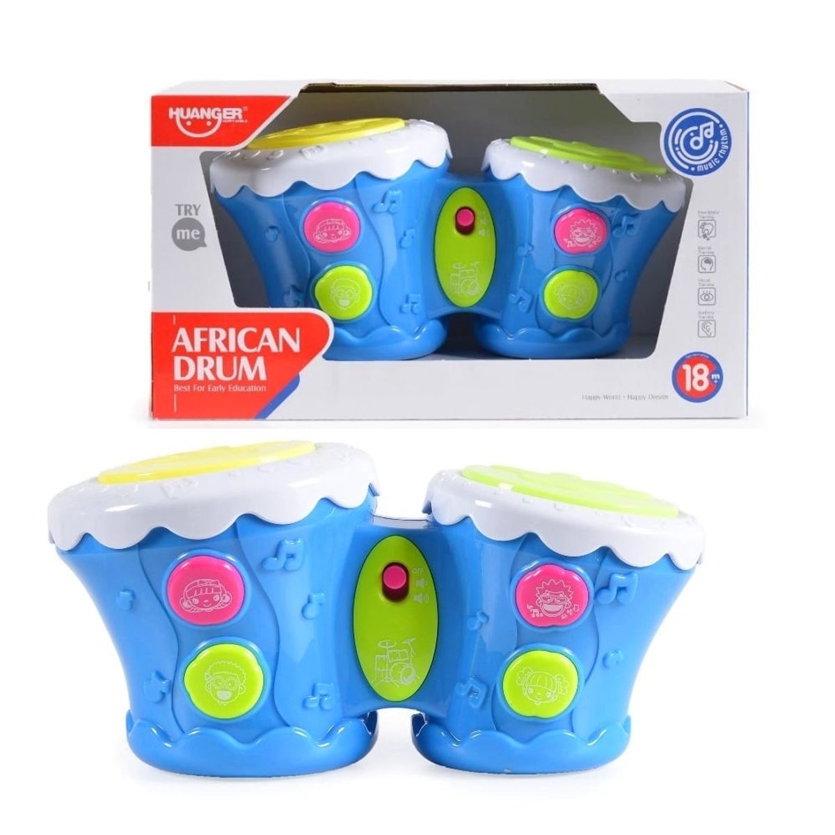 GENERICO - Tambor Didáctico Azul con Luces y Sonidos