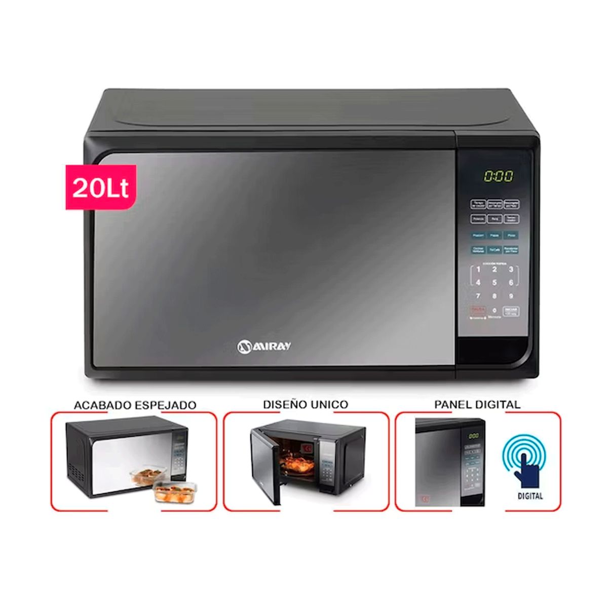 MIRAY - HORNO MICROONDAS MIRAY HMM-20N 20 L