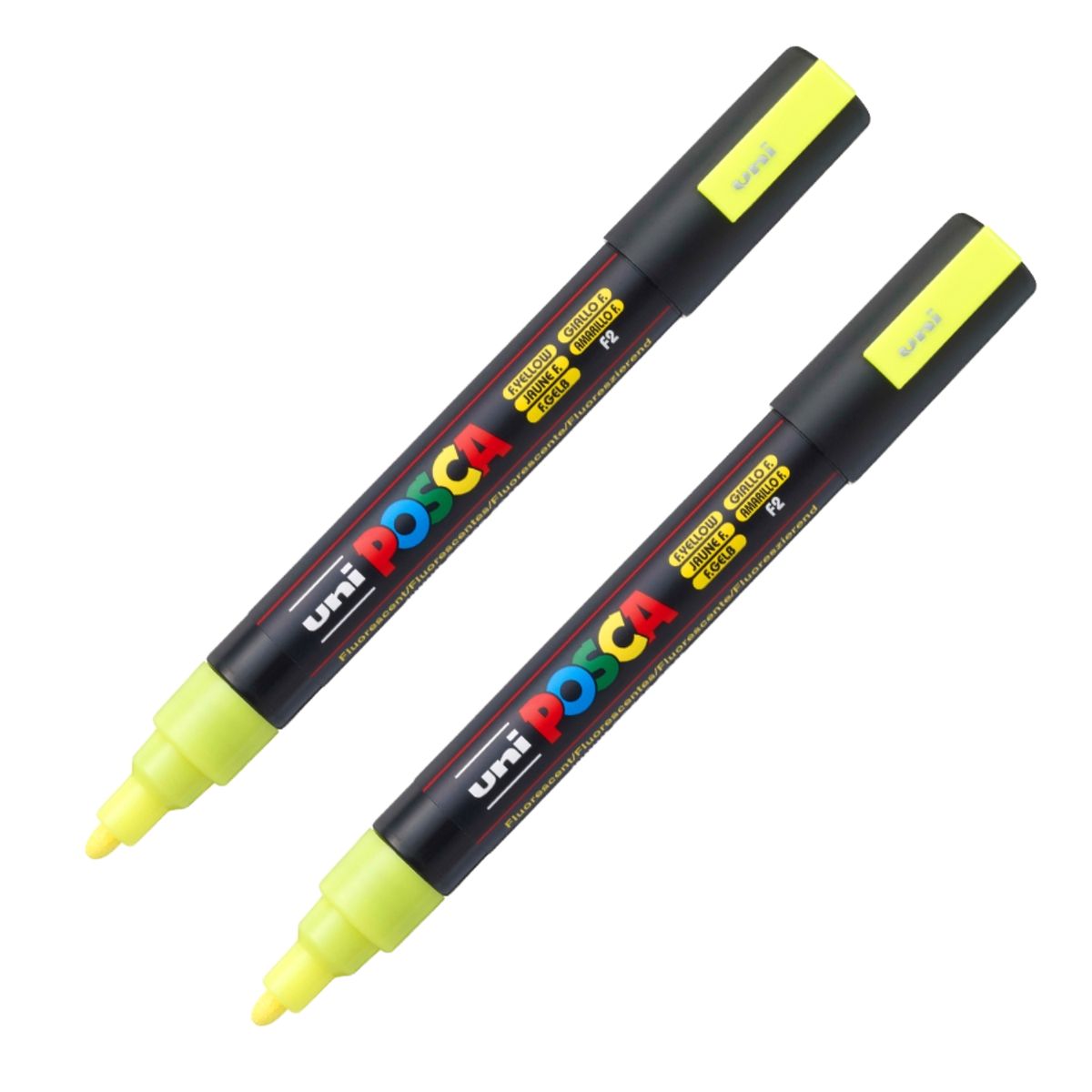 POSCA - POSCA Marcador PC-5M Amarillo Fluorescente Pack x 2