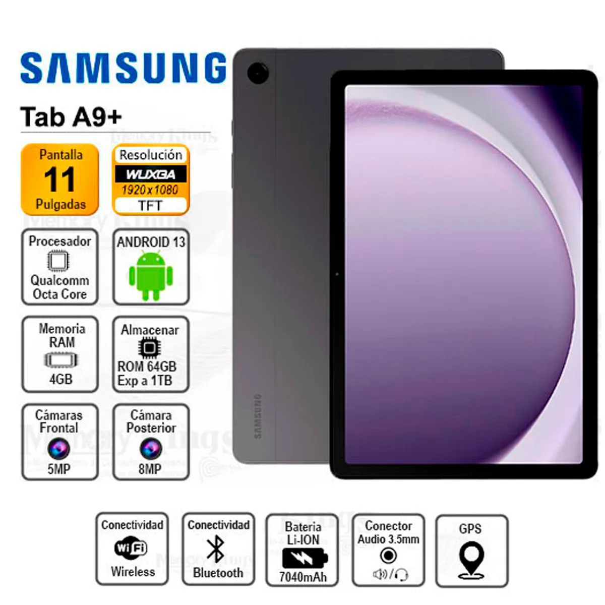 SAMSUNG - Tablet Samsung Galaxy Tab A9+ Modelo SM-X210N 11" 1920 x 1200 WUXGA TFT