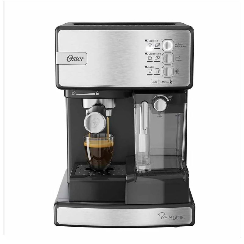 OSTER - Cafetera automática de espresso plateada Oster PrimaLatte™ BVSTEM6603SS