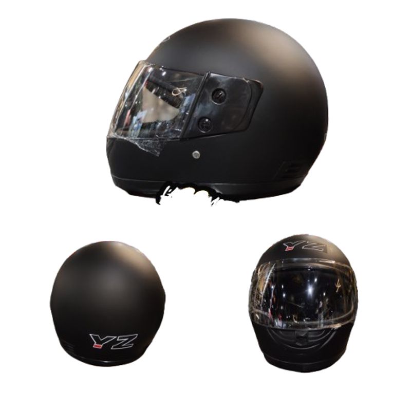 GENERICO - CASCO ECONOMICO NEGRO MATE TRANSPATENTE  YZ