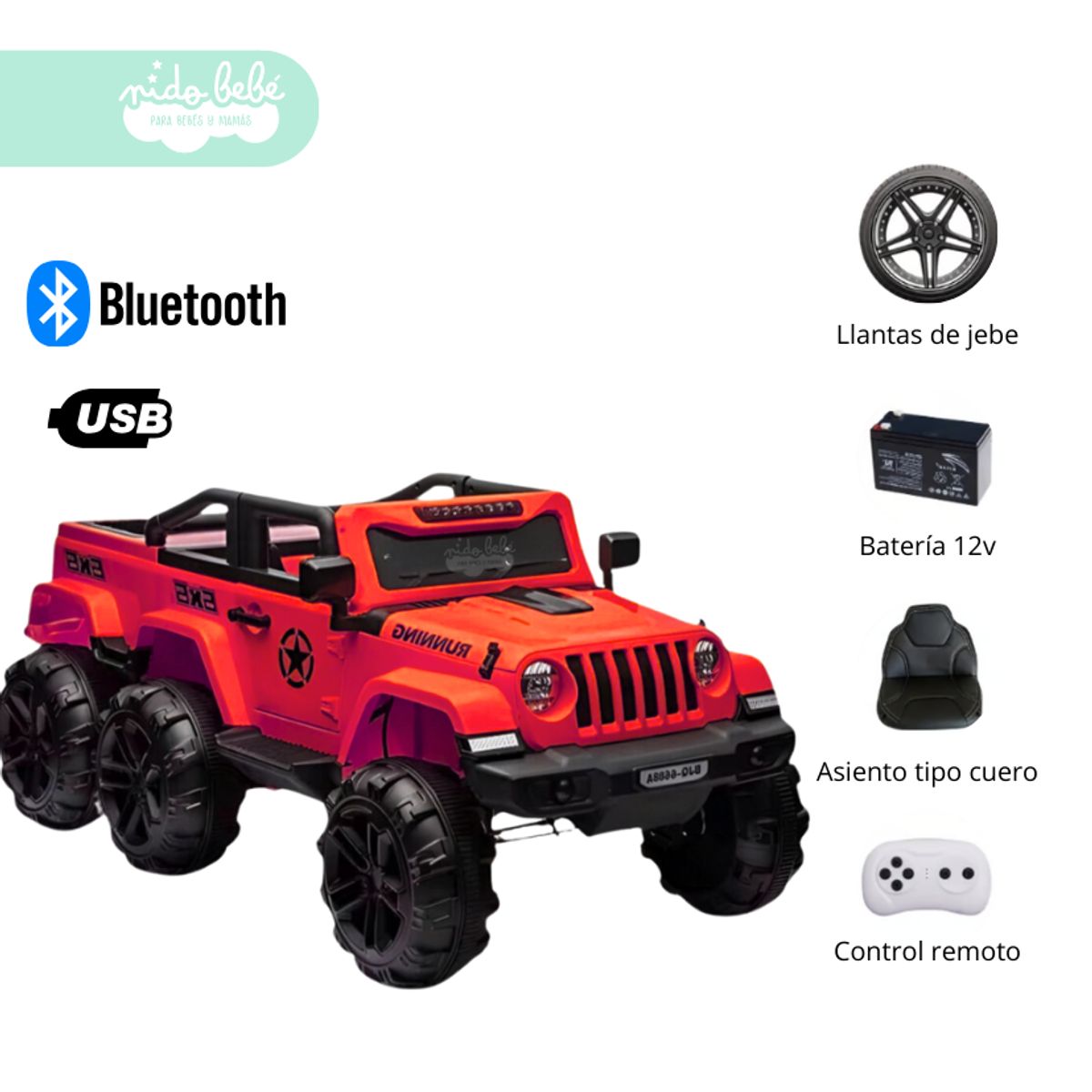 GENERICO - Carro a Batería Musical con Control Remoto Wile rojo