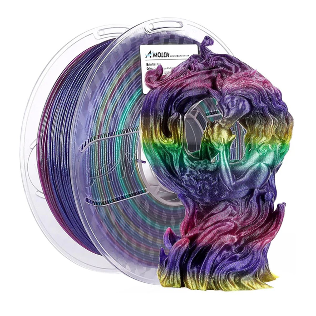 AMOLEN - Filamento Escarchado Glitter PLA para impresora 3D Multicolor Aurora