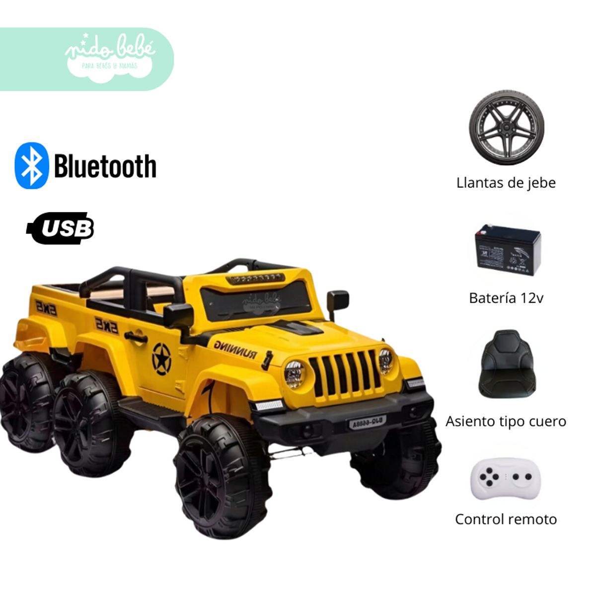 GENERICO - Carro a Batería Musical con Control Remoto Wile amarillo