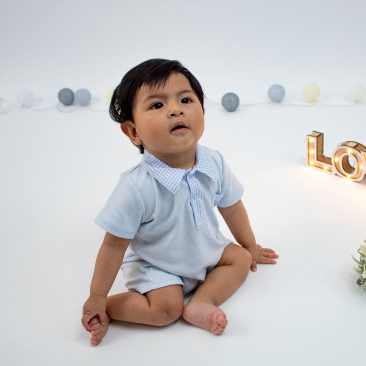 WAWA PIMA - ENTERIZO SHORT CAMISERO PARA BEBÉ 100%  ALGODÓN PIMA