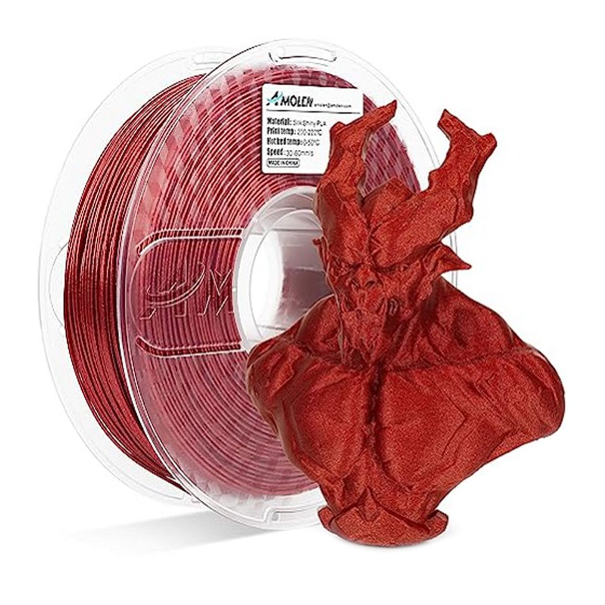 AMOLEN - Filamento Escarchado Glitter PLA para impresora 3D Galaxy Rojo