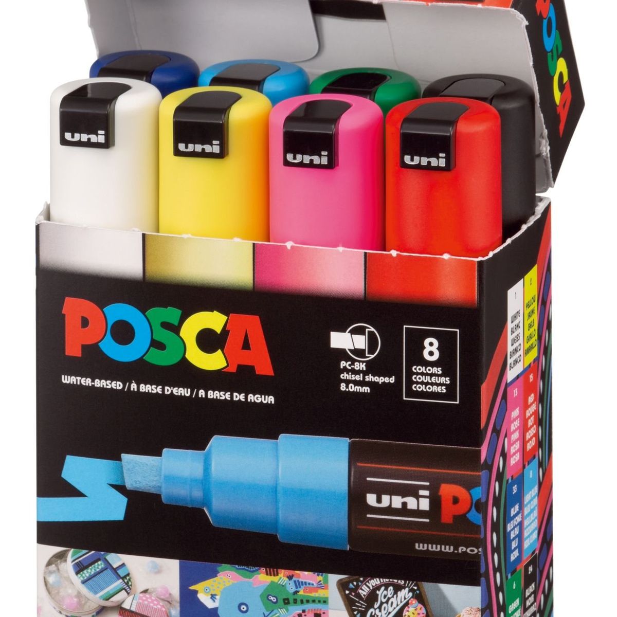 POSCA - POSCA Pack PC-8K 8C Básico Nueva Presentación X8