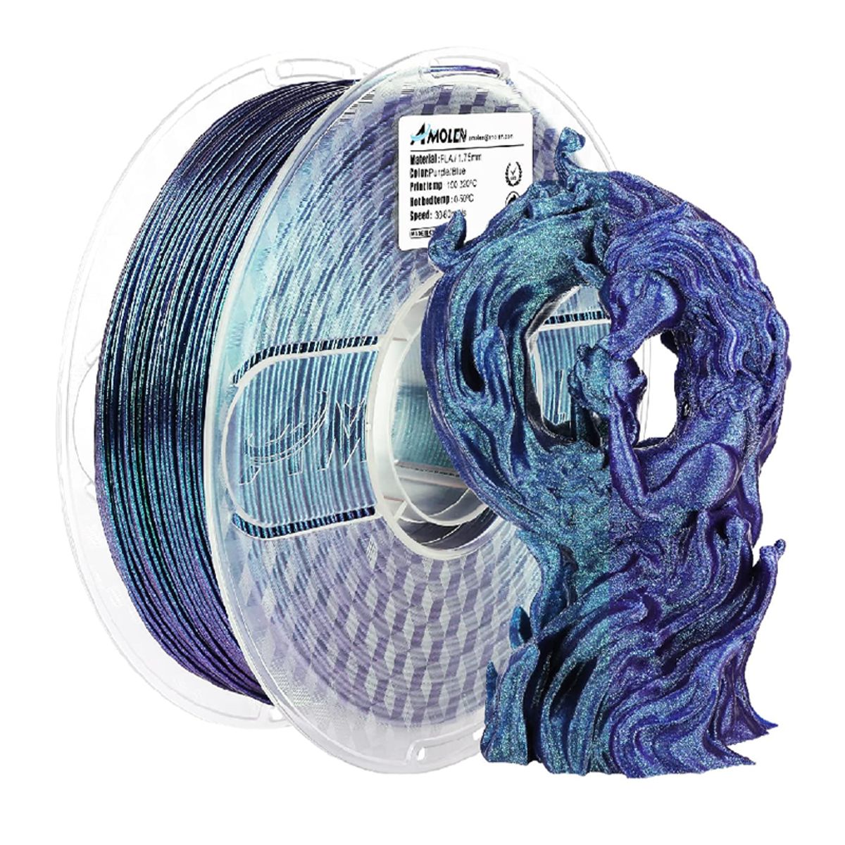 AMOLEN - Filamento Escarchado Glitter PLA para impresora 3D Galaxy Esmeralda