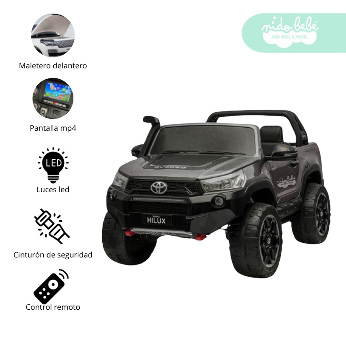 GENERICO - Camioneta Batería con Control Hillux Toyotta Black