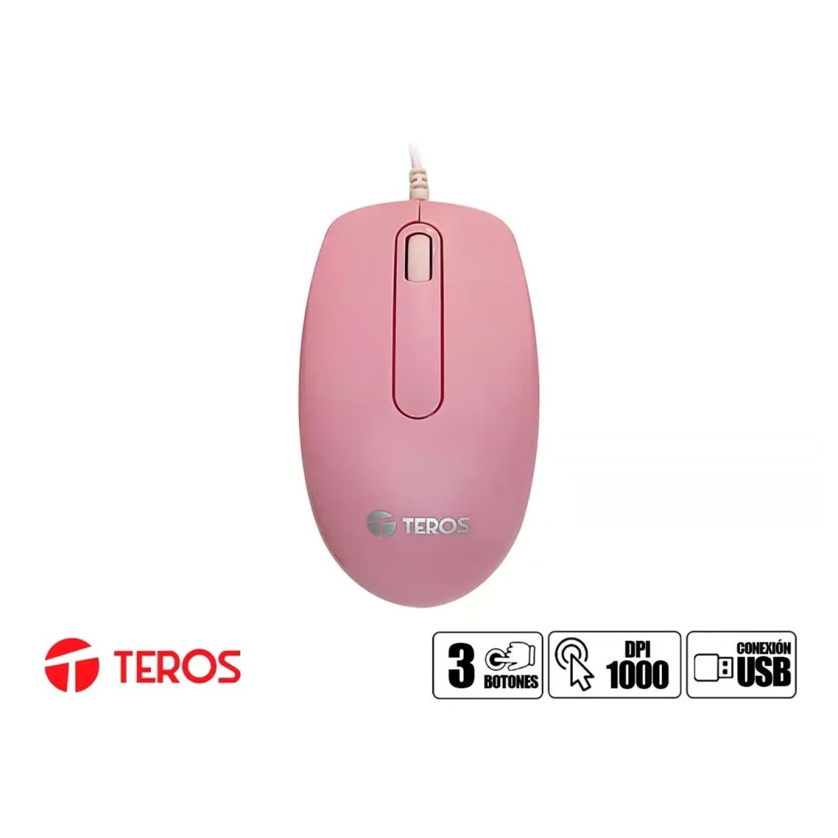 TEROS - MOUSE OPTICO TEROS USB ROSADO TE-1221S