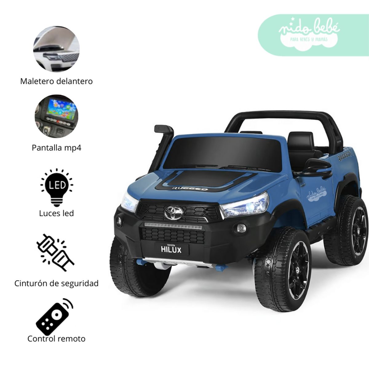 GENERICO - Camioneta Batería con Control Hillux Toyotta Blue