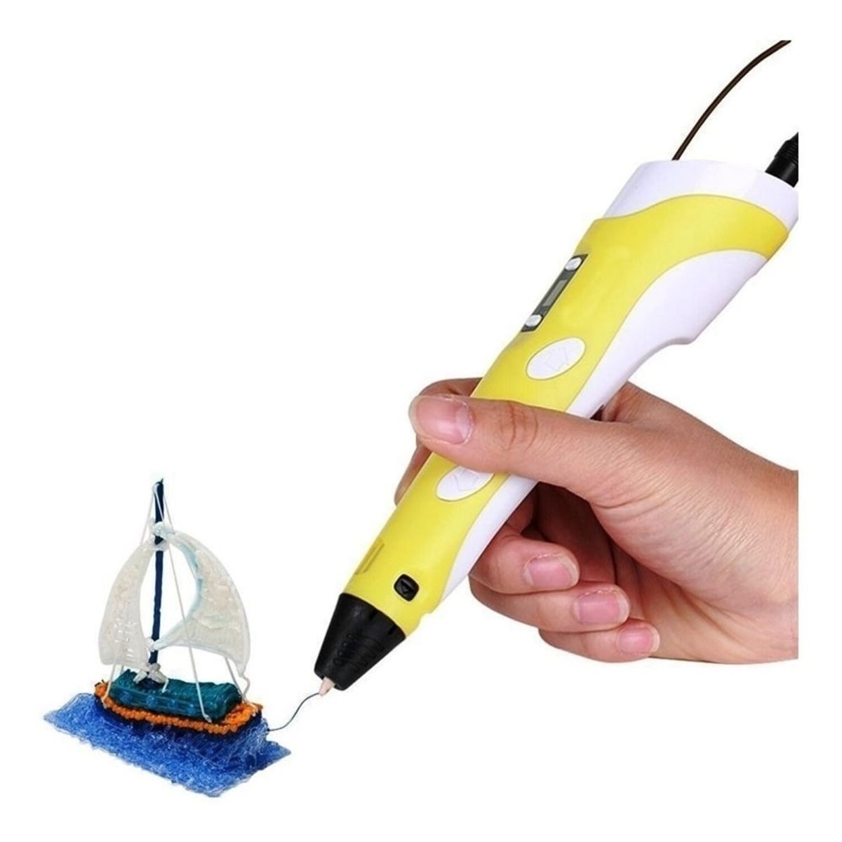 GENERICO - Lápiz 3D Impresión Yellow LCD+3 Filamentos Navidad Genieka