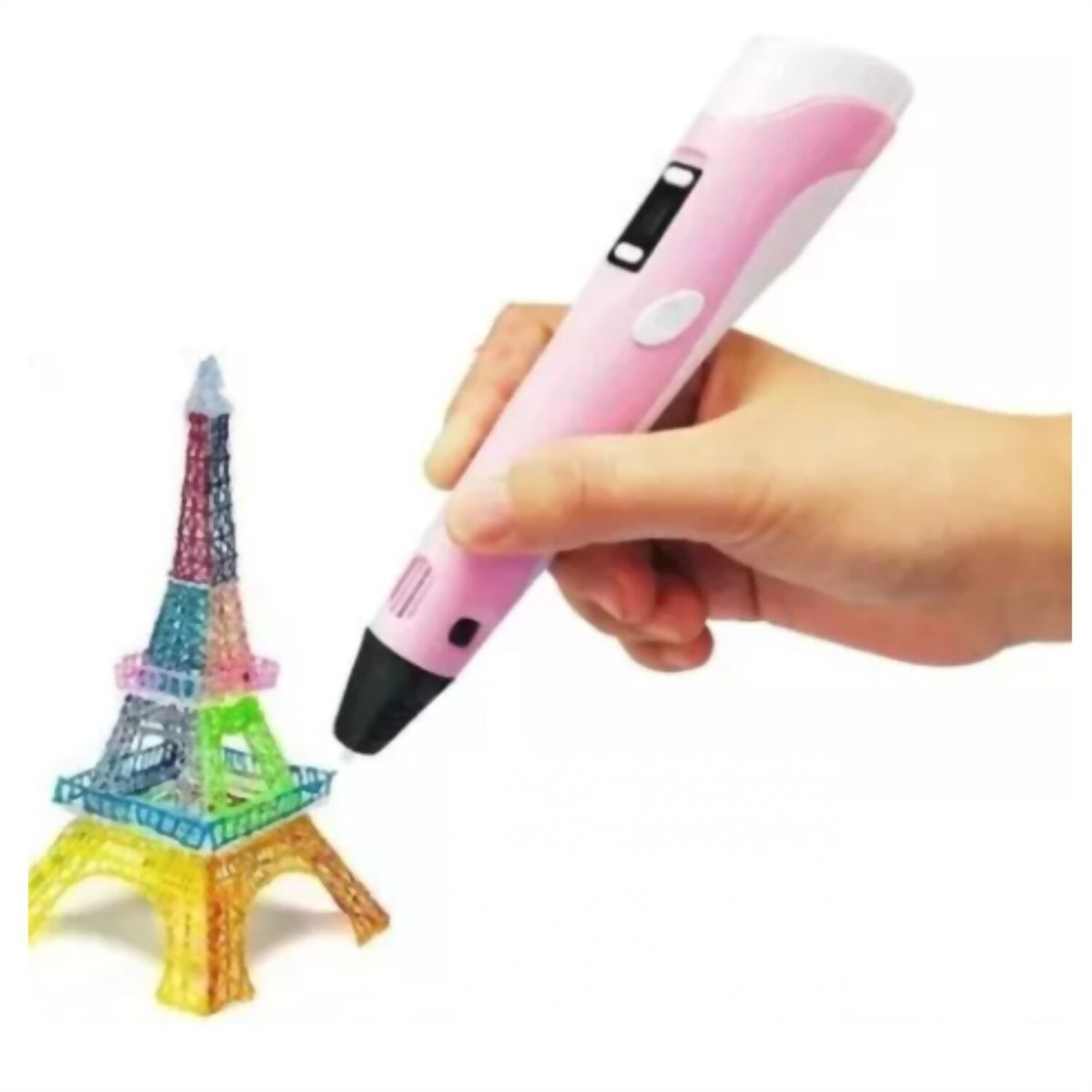 GENERICO - Lápiz 3D Impresión Rose LCD+3 Filamentos Navidad Genieka