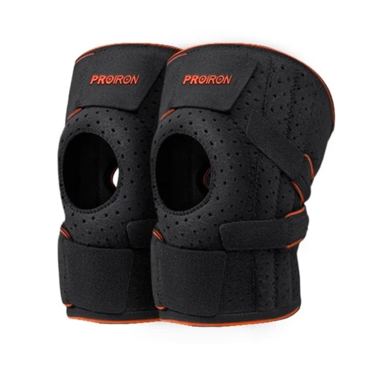 PROIRON - Rodillera de Compresión Abierta Negra y Naranja Par
