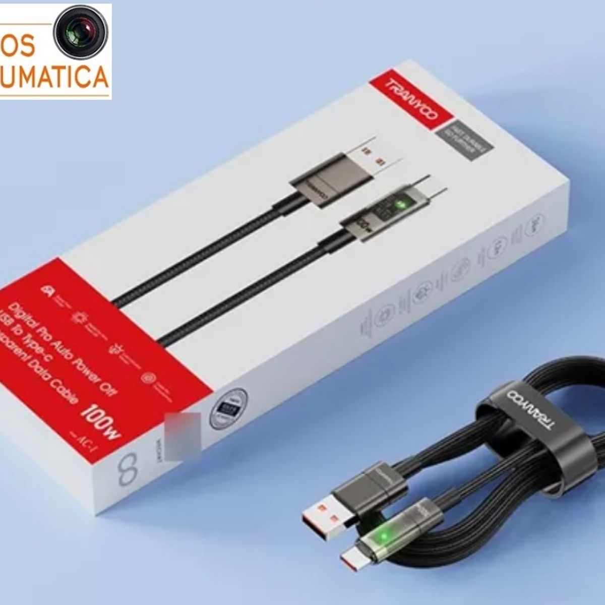 TRANYOO - Cable USB Tipo C 100w - Auto apagado Carga inteligente - Tranyoo