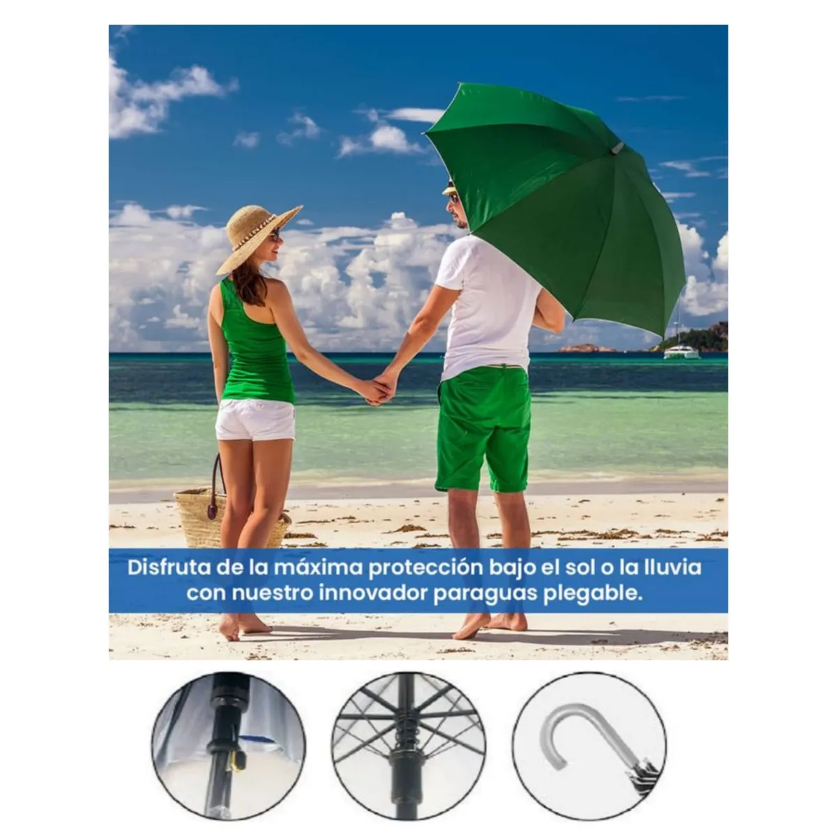 GENERICO - Sombrilla Paragua con protector UV para SOL y Lluvia