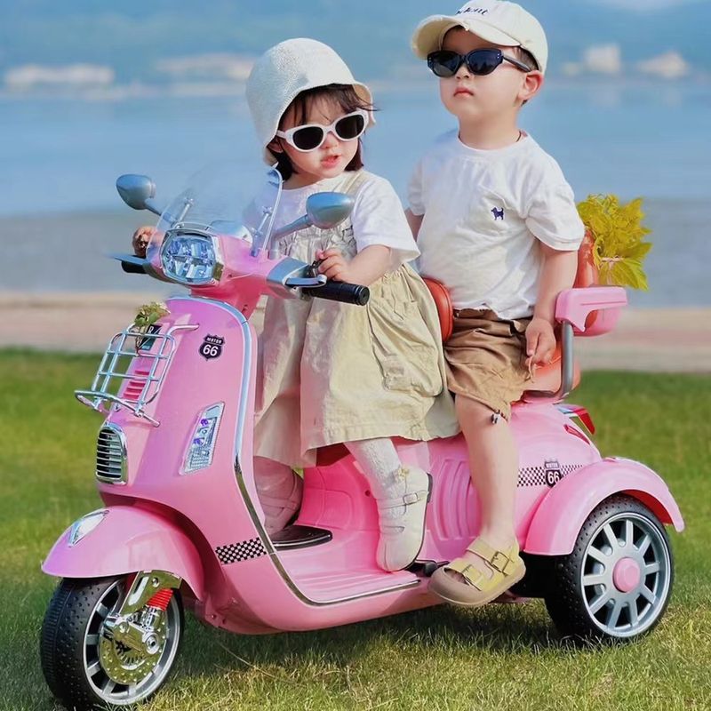 BABYKISS - MOTO ELECTRICA CON BLUETOOTH PARA NIÑOS 02 ASIENTOS ROSA