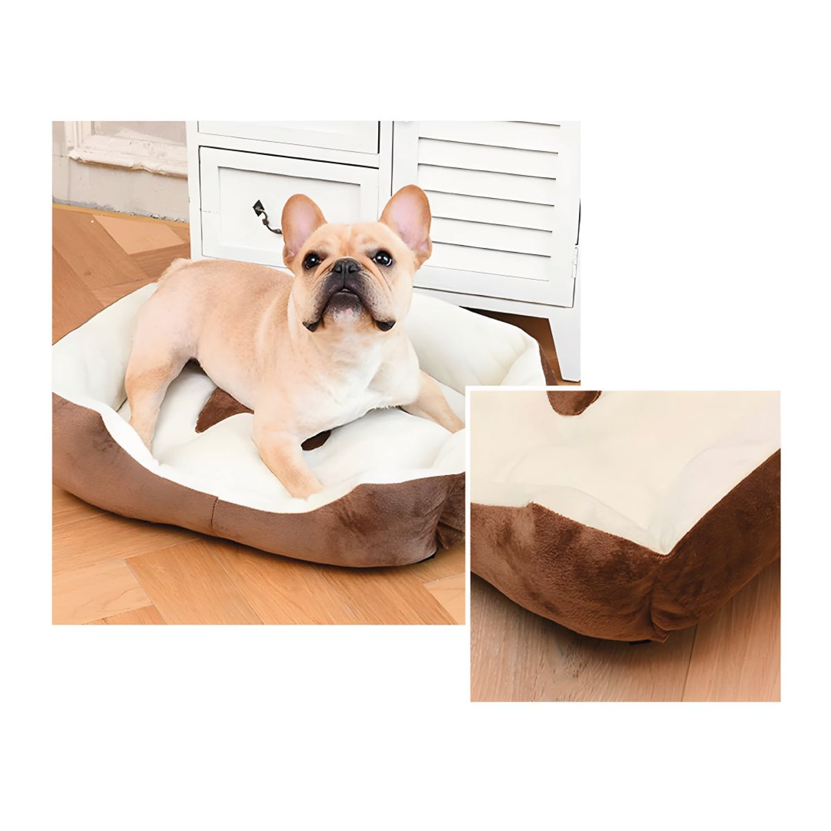 S&T - Cama Para Perros Antideslizante y Lavable Marrón - Talla S