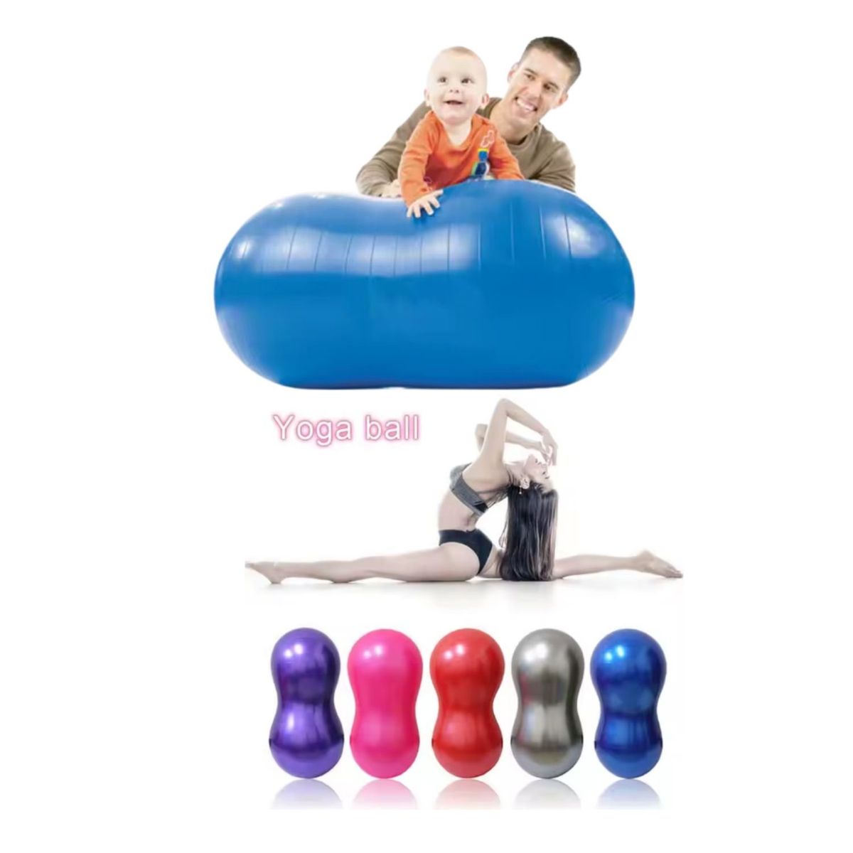 GENERICO - Pelota Yoga forma Maní Fitness Ejercicios - Plomo