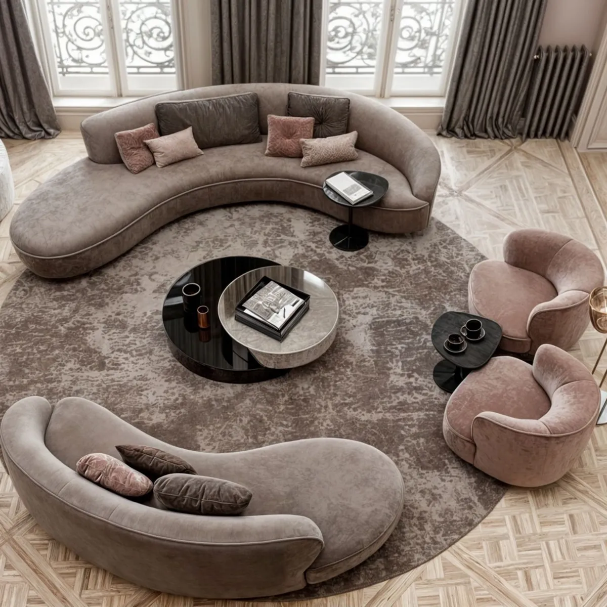 GENERICO - Juego de Sala 3-2-1-1 Cuerpos Ana - Gris y Rojo