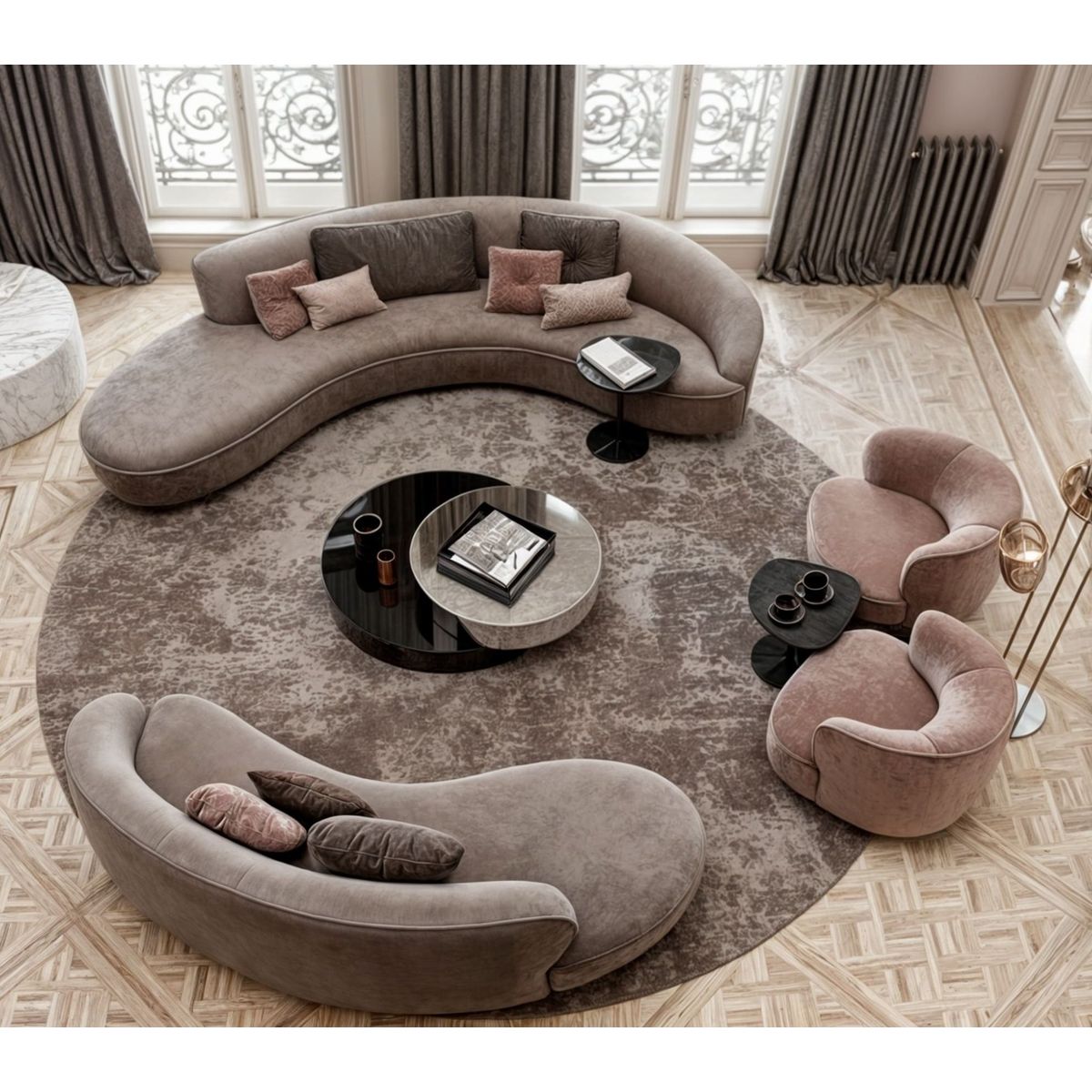 GENERICO - Juego de Sala 3-2-1-1 Cuerpos Ana - Gris y Rojo