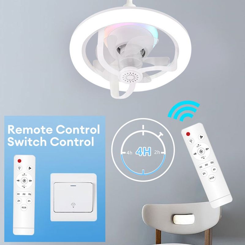 GENERICO - VENTILADOR 360º CON CONTROL REMOTO Y LUZ LED