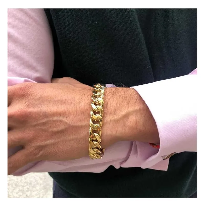 GENERICO - Pulsera Hombre Eslabon Grueso Acero Inoxidable 316L