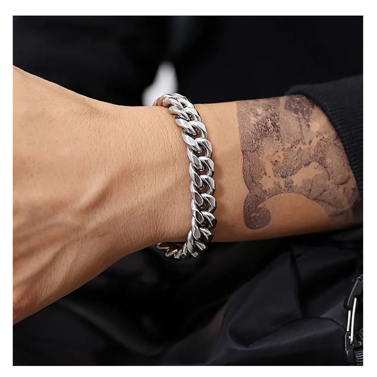 GENERICO - Pulsera Hombre Eslabon Grueso Acero Inoxidable 316L x SAN VALENTIN