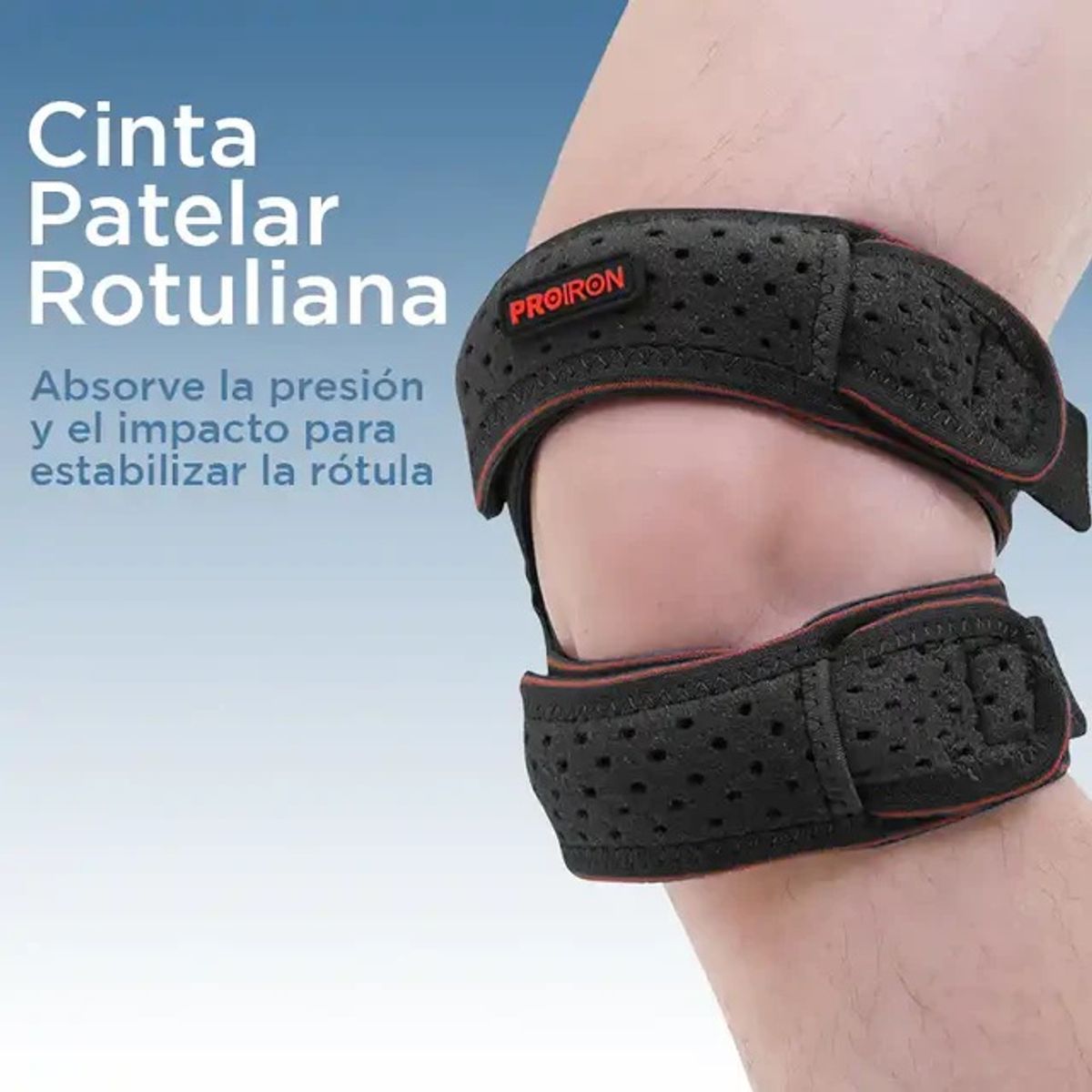 PROIRON - Rodillera Rotuliana Patelar Gris con Naranja