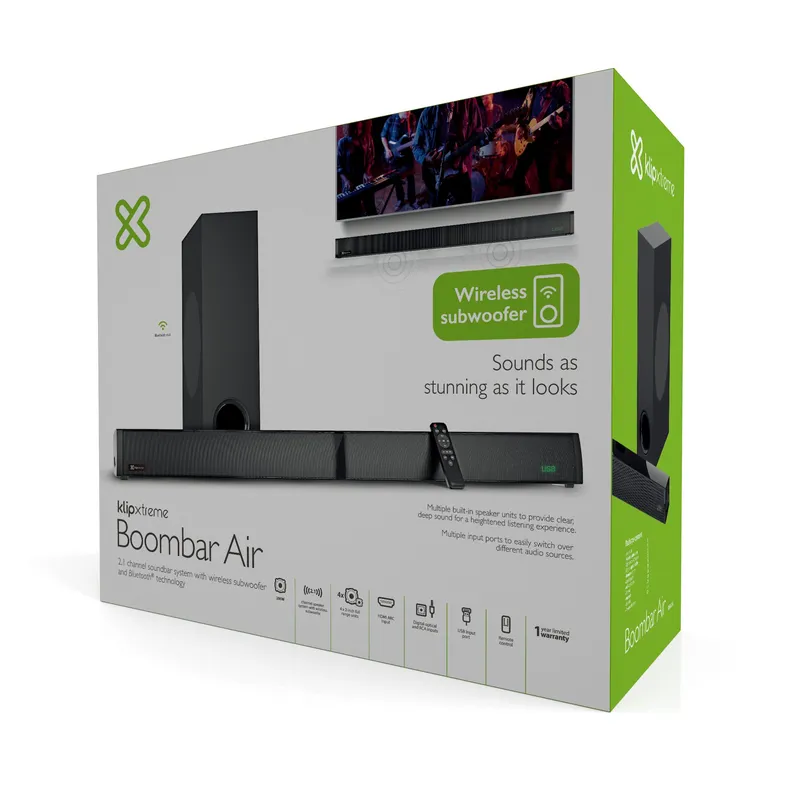 KLIP XTREME - SOUND BAR BOOMBAR AIR KSB-301 - Klip Xtreme 200 WATTS SISTEMA 2.1