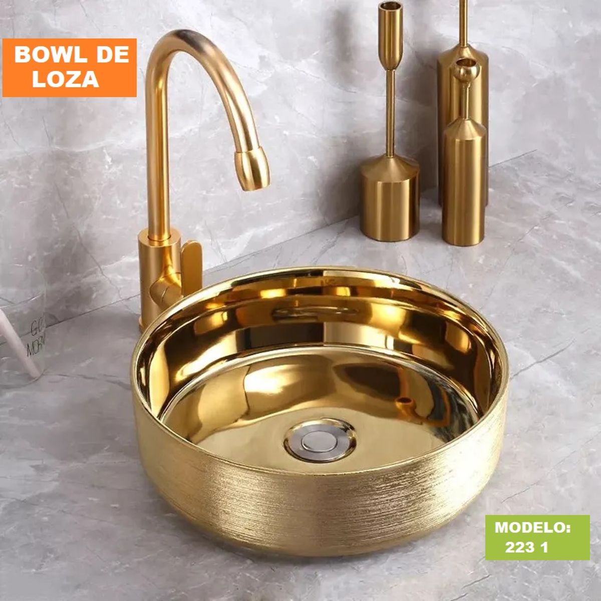 FRATELLI - BOWL  OVALIN DE LOZA CRICULAR DORADO 223-D