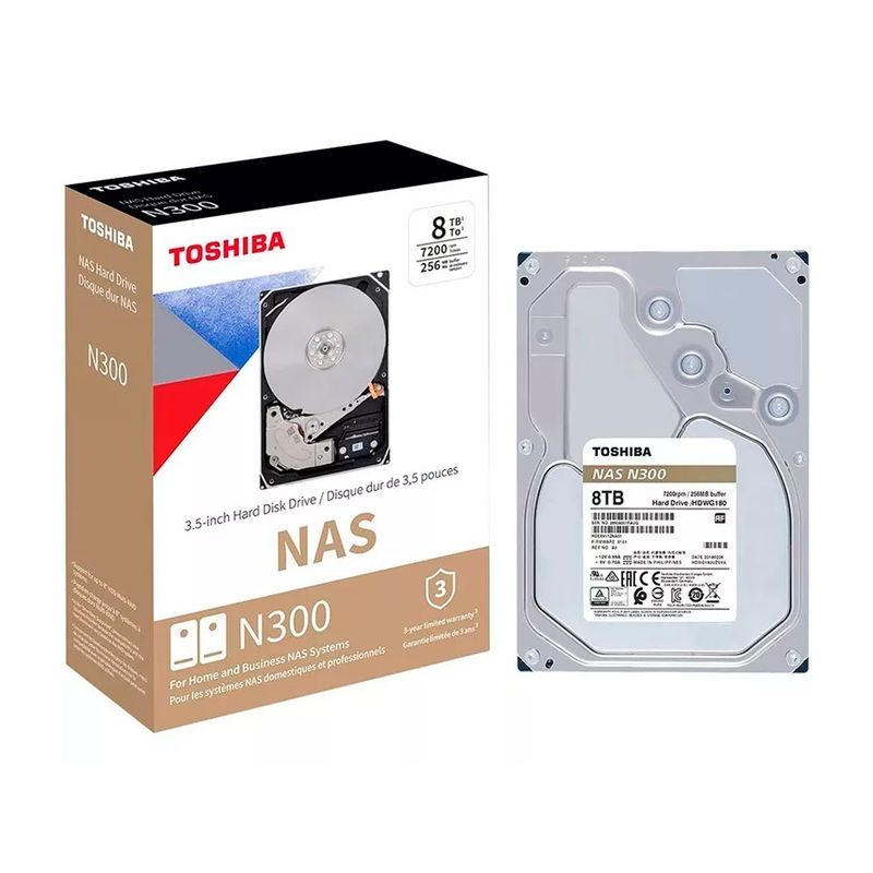 TOSHIBA - DISCO DURO TOSHIBA N300 NAS 8TB SATA 60GBS 7200RPM PN HDWG780XZSTA
